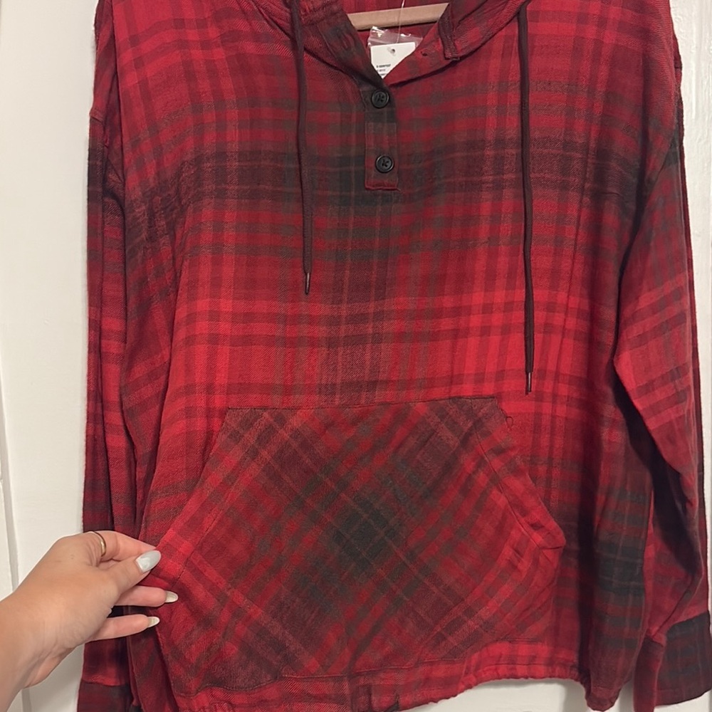 Urban Outfitters Red Plaid Hoodie